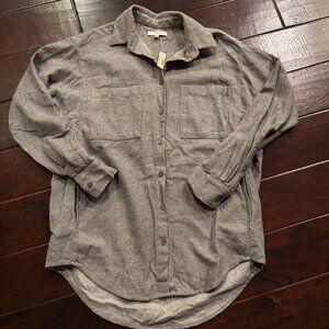 Madewell Sunday Grey Button Up Long Sleeve Shirt Shacket w/ Pockets - Small NWT